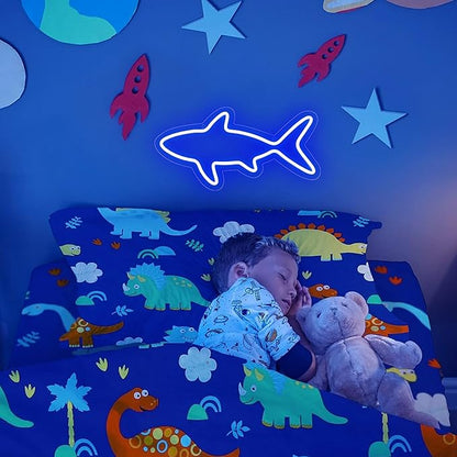 Neon Sign, Fish Led Neon Signs for Kids Gift, USB Powered Blue OceanTheme Art Neon Night Light Acrylic Light Up Sign for Kids Birthday Gift Festival Party Holiday Decor
