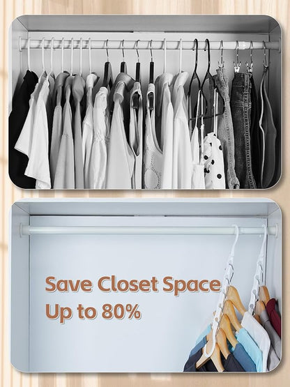 HOUSE DAY Closet Organizers and Storage, 16 Pack, Space Saving Hangers White, Closet Organizer Space Saver 80%, Sturdy Plastic Magic Hangers for All Types of Clothes, College Dorm Room Essentials
