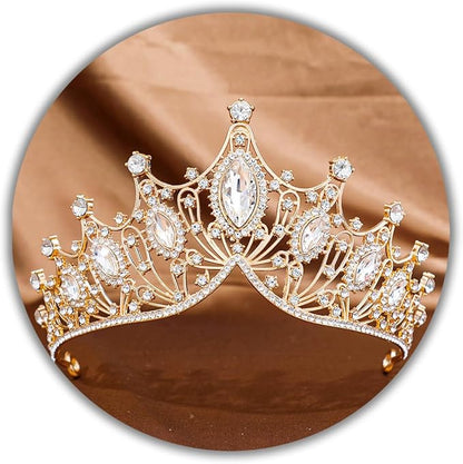 TAROSE Silver Tiaras for Women and Girls, Crystal Gold Crowns for Women, Hair Accessories for Bride/Halloween/Prom/Birthday