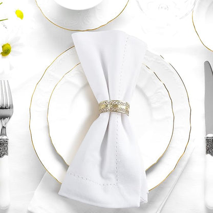 Urban Villa Cloth Napkins White Hemstitch Dinner Napkins Set of 12 (20X20) 100% Cotton Absorbent Washable Durable Reusable Ideal for Hotel Collection Christmas Parties Restaurant Lunch Dinner Napkins