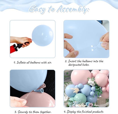 Pink Blue Green Balloon Arch Kit, 122Pcs Dusty Light Pink Baby Blue Green Pastel Balloons for Kids Girl Baby Shower Bridal Wedding Engagement Spring Birthday Flower Party Decorations