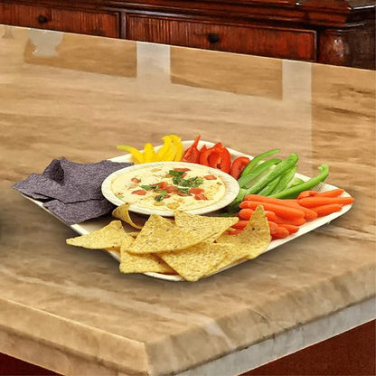 Raj Palm Leaf Plates Disposable Bamboo Plates 10 Inch & 7 Inch Square Bulk Party Pack (50 Pc) Compostable and Biodegradable - Better than Plastic & Paper Plate for Lunch, Birthday, Camping