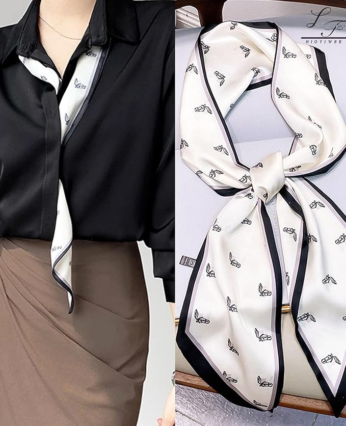 Head Scarf Hair Neck Scarves For Women Purse Bag Scarfs For Handbags Silky Long Thin Satin Headscarf Fashion