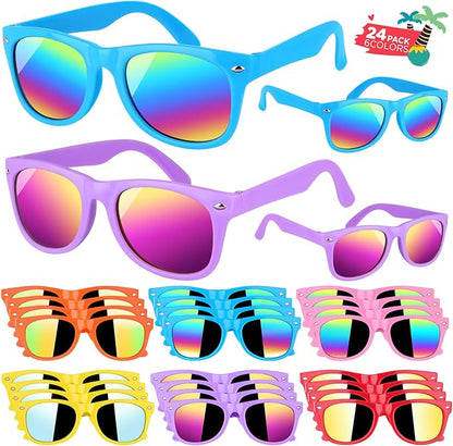 GINMIC Kids sunglasses bulk, Kids Sunglasses Party Favor, 24Pack Neon Sunglasses with UV400 Protection for Kid, Boys and Girls Age 3-8, Goody Bag Favors, Great Gift for Pool, Birthday Party Supplies
