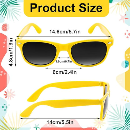 NEBURORA 6 Pack Yellow Neon Sunglasses Bulk Retro Colorful Party Glasses for Adult Men Women Birthday Wedding Summer Beach Pool Party Supplies