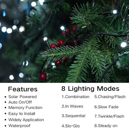 Joomer Solar Christmas Lights Outdoor 4 Pack Total 156FT 400LED 8 Lighting Modes Solar String Lights Waterproof Fairy Tree Lights for Garden Yard Patio Christmas Decoration (White)