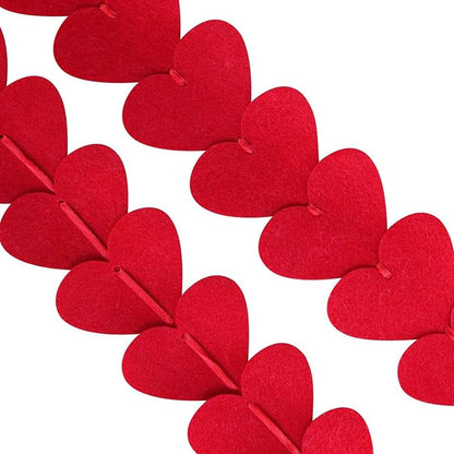 72 Felt Heart Garland, Pre-Strung Red Heart Decor for for Valentines Day Decorations, Wedding, Anniversary, Birthday, Backdrop for Office, Classroom, Vaday Party Props