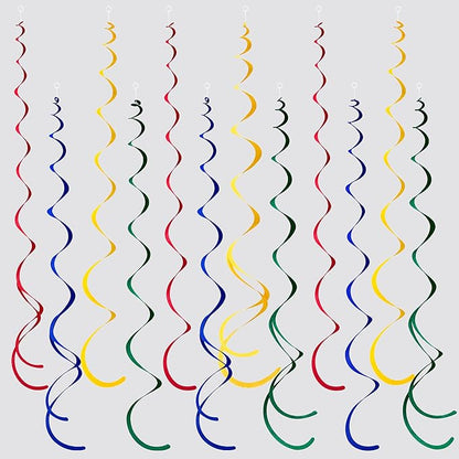36 Pcs Super Mario Hanging Swirl Decorations Colorful Felt Swirl Streamer Spiral Ceiling Decorations Garland for Birthday Baby Shower Wedding Carnival Circus Clown Fiesta Festival Party Supplies