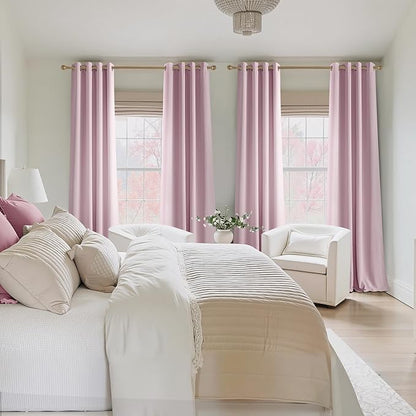 NICETOWN Room Darkening Draperies Curtains Panels, 2 Panels Baby Pink W52 x L84