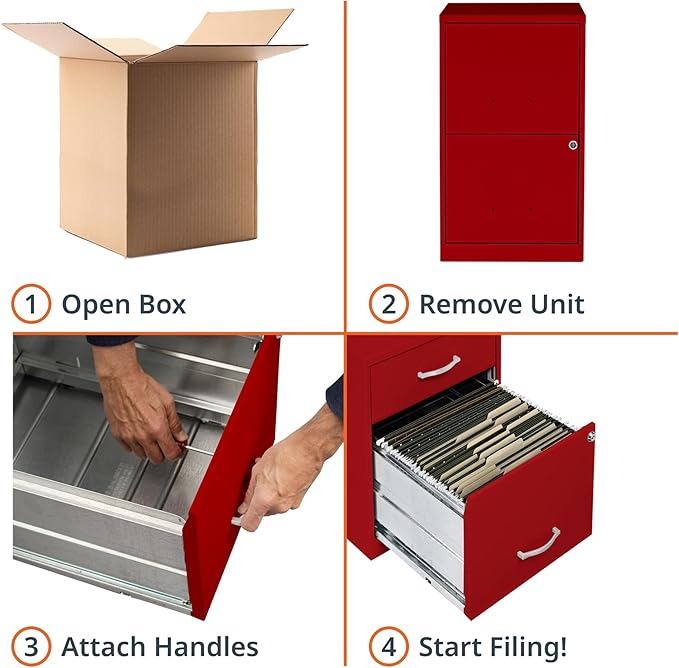 2 Drawer Locking Filing Cabinet | Pre-Assembled Steel Construction | Space-Saving Design is Perfect for Home and Small Office | Letter-Size | Assembled in North America