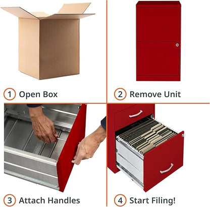 2 Drawer Locking Filing Cabinet | Pre-Assembled Steel Construction | Space-Saving Design is Perfect for Home and Small Office | Letter-Size | Assembled in North America