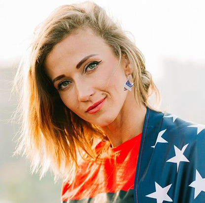 4th of July Independence Day Patriotic Earring for Women American Flag Dangle Earrings Patriotic Red White Blue USA Earring, Pave Crystal Stud