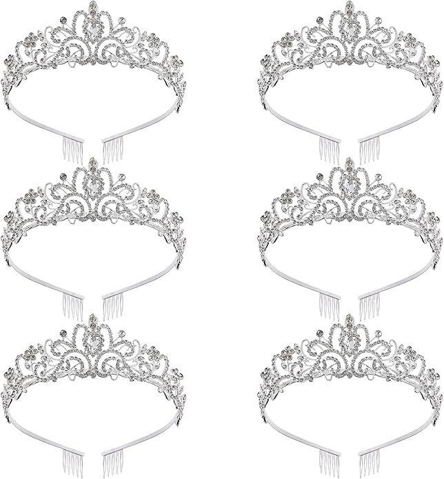 Tiara for Women Elegant Princess Crown with Combs Silver Crystal Tiara Crowns for Women Girls Tiaras for Women Bridal Wedding