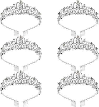 Tiara for Women Elegant Princess Crown with Combs Silver Crystal Tiara Crowns for Women Girls Tiaras for Women Bridal Wedding