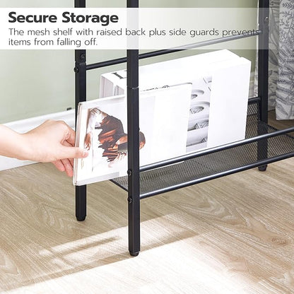 HOOBRO Small Narrow Side Table with Charging Station Set of 2, Skinny End Table for Small Spaces, Slim Nightstand with USB Ports Outlet, Sofa Beside Table with Storage Shelf BG102UBZP201