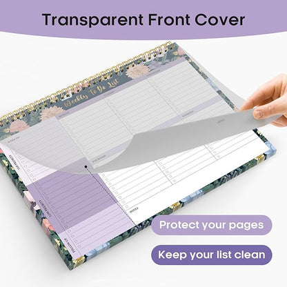Taja Weekly To Do List Notepad with 52 Undated Sheets（8.5"×11"）- Weekly Desk Planner for Women & Man, Work and Home - 1 Pack Lavender Dream