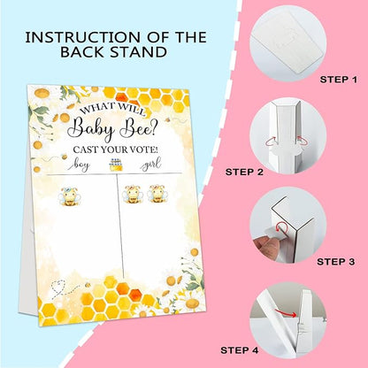 Gender Reveal Party Games, Bee Theme Baby Gender Reveal Voting Board Sign, 48 Boy Girl Voting Stickers, He or She, Baby Gender Reveal Party Decorations Games for Boy or Girl Shower