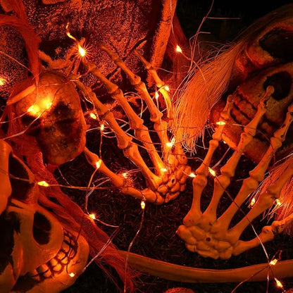 Joomer Orange Battery Halloween Fairy Lights, 2 Pack 16.4FT 50 LED 2 Modes Twinkle String Lights for Indoor Outdoor Halloween Decorations