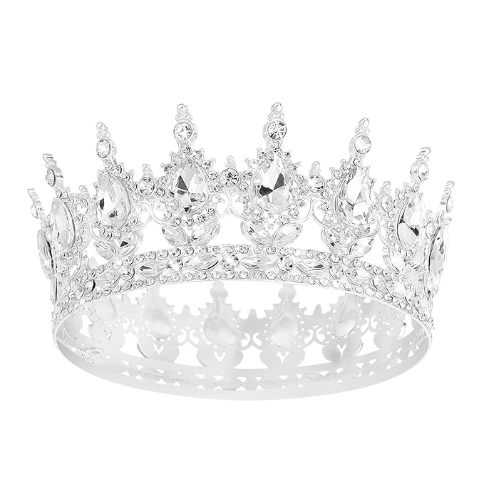 Queen Crown Rhinestone Wedding Crowns and Tiaras for Women Costume Party Hair Accessories Princess BirthdayCrown Crystal BridalCrown (Silver White Crowns)