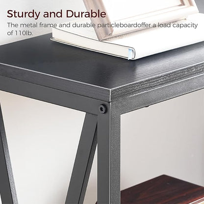 Sofa Table, Industrial Console Table, 3-Tier Narrow Side Table with Open Shelves, Foyer Table for Entryway, Hallway, Kitchen, Living Room and Bedroom, Easy Assembly, Black CTHB8001