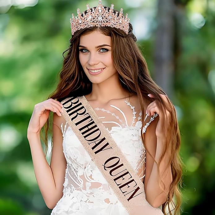 Crystal Tiara Crown for Women, Rhinestone Queen Headband Wedding Bridal Hair Accessories, Princess Crown for Birthday Prom Quinceañera Party Pageant Halloween Cosplay