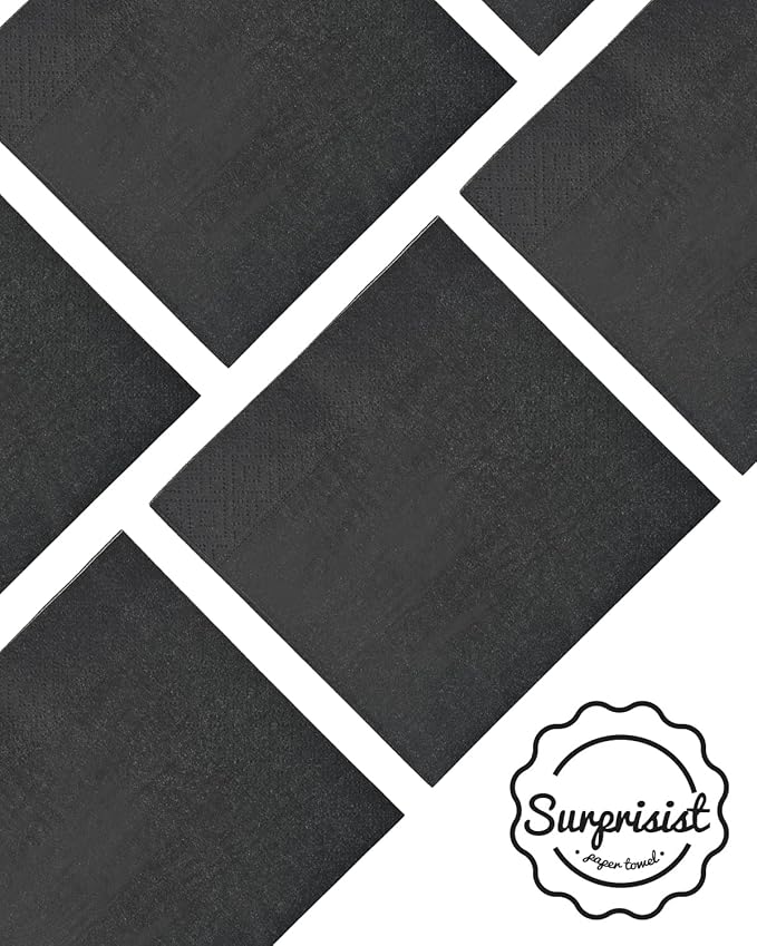 Black Cocktail Napkins 5 * 5inch disposable Beverage Napkin paper for Cocktail, Wedding, Dinner，Birthday Party Dessert Wine Paper Napkins（ 120 Count）