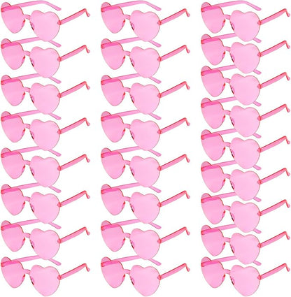 PLULON Heart Sunglasses for Women 5/12/25 Pcs, Heart Glasses Valentine Day Rimless Shaped Candy Color Fun Glasses Party Favor