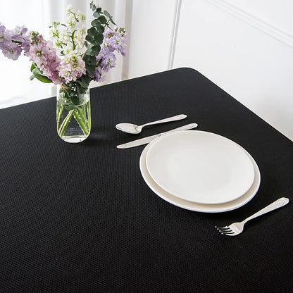 maxmill Textured Rectangle Tablecloth Water Resistant Wrinkle Free Spill-Proof, Soft Jacquard Table Cloth for Buffet Banquet Parties Event Holiday Dinner, Indoor and Outdoor Use, 60 x 84 Inch Black
