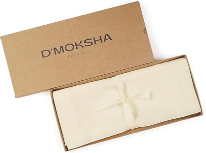 D'Moksha Homes Linen Cream Table Runner 72 Inches Long - 100% Pure Linen 14 x 72 Inch Table Runner for Dining, Winter, Christmas, Holiday - Machine Washable