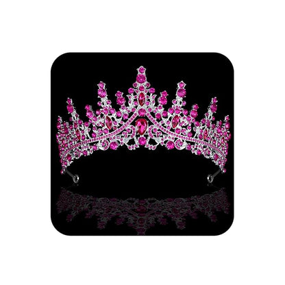 COCIDE Hot Pink Crowns for Women Hot Pink Tiaras for Women Costume Halloween Girls Hair Accessories Royal Crystal Headbands Cosplay Princess Birthday Pageant Bride Headpieces