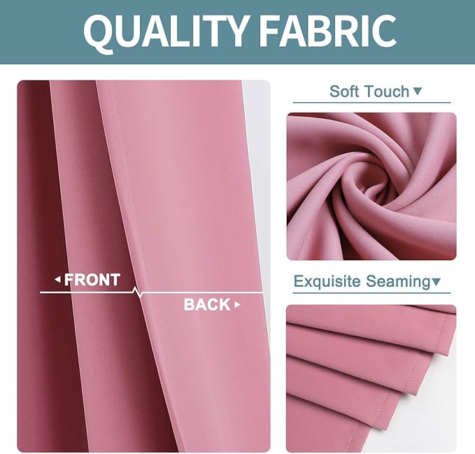 ChrisDowa Blackout Curtains 78 inches Long for Bedroom - Grommet Thermal Insulated Room Darkening Curtains for Living Room (1 Panel, Pink, 42 x 78 Inch)