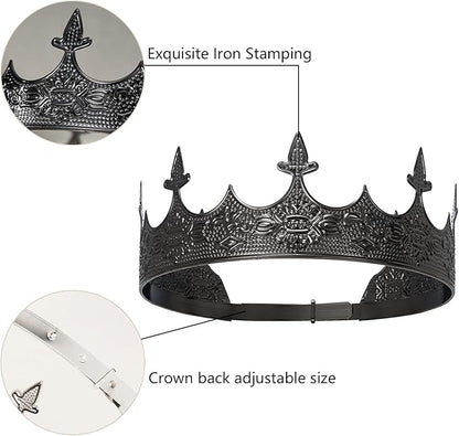 King Crown for Men Crowns Tiara for Birthday Party Costume