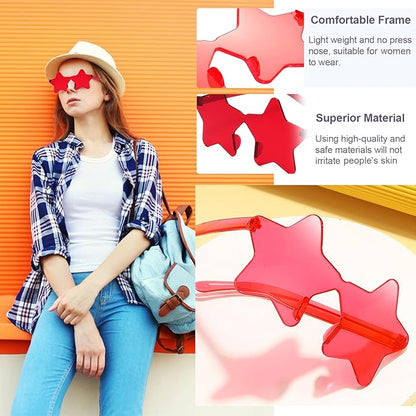 9 Pack Star Sunglasses, Colorful Rimless Star Shaped Glasses, Unisex Party Favors Supplies for Beach, Pool, Outdoors