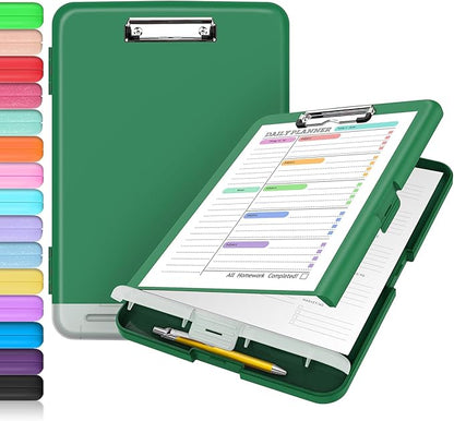 Sooez Clipboard with Storage, Clip Board 8.5 x 11 with Pen Holder, Plastic Organization Case Box for Letter Legal A4 Size Paper, Low Profile Clip, Nurses Teachers Must Haves, School & Office Supplies