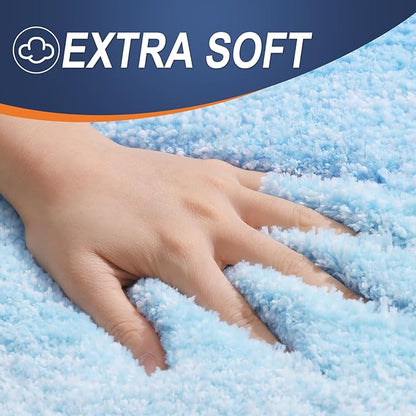 OLANLY Bathroom Rugs Mat 45x27, Extra Soft Absorbent Microfiber Bath Rugs, Rubber Backing, Quick Dry, Machine Washable Bath Mats for Bathroom Floor, Tub and Shower, Home Decor Accessories, Sky Blue