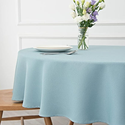 maxmill Round Textured Tablecloth Spill-Proof Wrinkle Free Soft Jacquard Table Cloth for Circular Table Cover, for Dining Room Buffet Banquet Parties Holiday Dinner, 70 Inch Dusty Blue