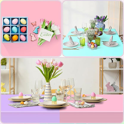 12Pcs Plastic Pastel Color Tablecloths,Assorted Color Table Cloth Disposable Rectangle Table Covers for Baby Shower, Wedding,Birthday Party,Spring Easter and Summer Party Decorations, 54 x 108 Inch