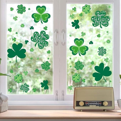 Valentines Day Window Clings for Valentines Decorations, Reusable Static Shamrock Window Clings for St Patricks Day Decorations, Easter Decor for Home, Bathroom and Office