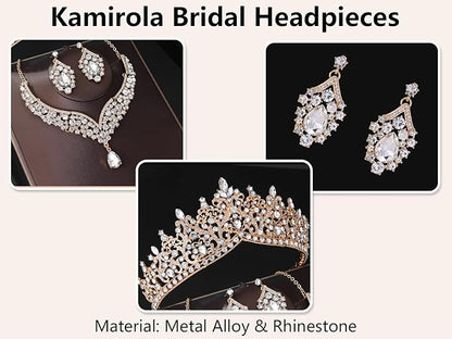 Kamirola Tiaras and Crowns for Women,Tiaras Earrings Necklace, Crystal Bridal Jewelry Set, Costume Party Halloween Prom Pageant Jewelry for Women TR80