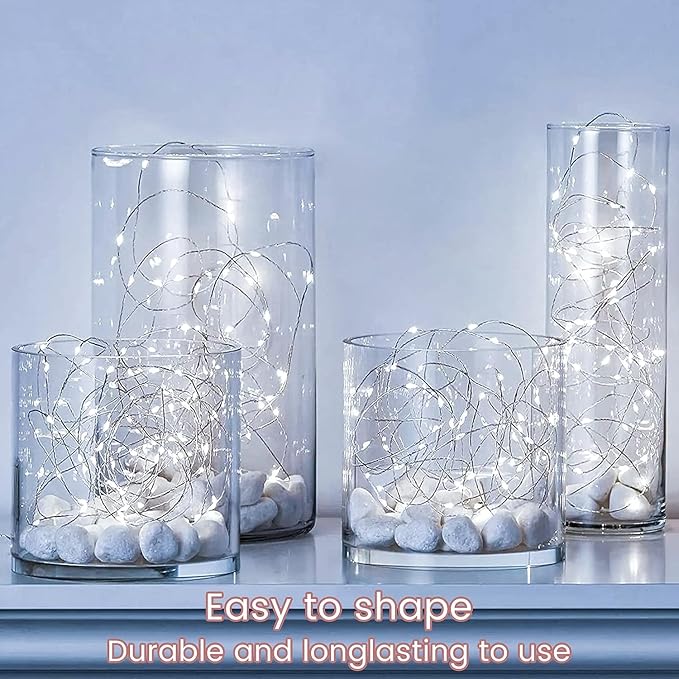 12 Pack Led Fairy Lights Battery Operated String Lights with Timer Waterproof Silver Wire 14 Feet 40 Led Twinkle Mason Jar Lights for Wedding Party Bedroom Patio Christmas White