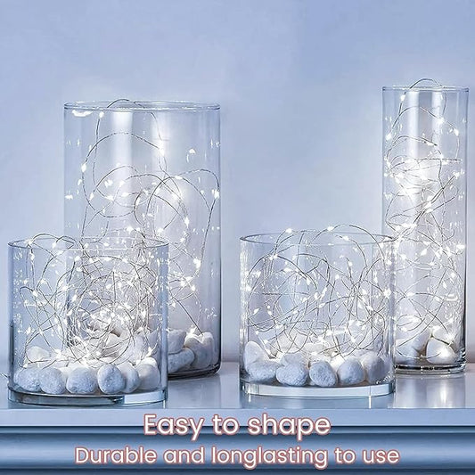 12 Pack Led Fairy Lights Battery Operated String Lights with Timer Waterproof Silver Wire 14 Feet 40 Led Twinkle Mason Jar Lights for Wedding Party Bedroom Patio Christmas White