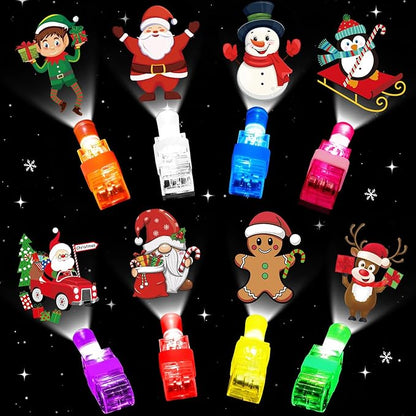 40PCS Christmas Party Favors for Kids,Christmas LED Light Up Finger Lights Glow in the Dark Party Favors for Kids, Classroom Prizes Trick or Treats Gifts