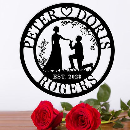Personalized Metal Wedding Sign - Custom Name Wall Decor for Couples, Unique Wedding Gift for Newlyweds, Engagement or for Husband and Wife
