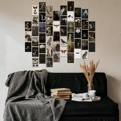 TRAMIN Moody Dark Academia Decor, Vintage Dark Academia Wall Art Prints, 50Pcs Victorian Gothic Decor for Home, Witchy Goth Wall Collage Kit (4x6)