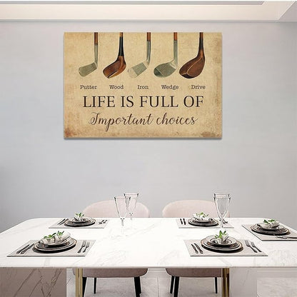 Golf Wall Art Golf Pictures Wall Decor Golfing Canvas Poster Prints Rustic Decorations Painting Framed Artwork Office Home Decor For Bathroom Bedroom Dining Living Room 24"x16"