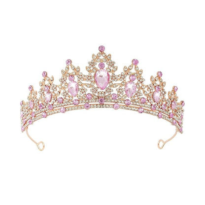 WOVOWOVO Princess Crown Queen Birthday Tiara for Women Girls, Pink Crystal Tiaras and Crowns Headband Hair Accessories for Bride Wedding Halloween Costume Party Prom Christmas Gifts
