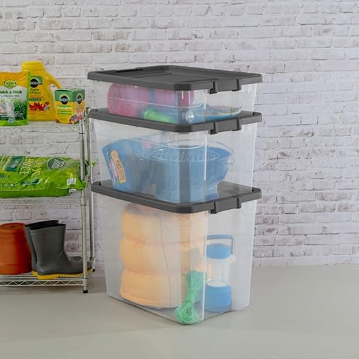STERILITE 108 QT. Clear Stacker Storage Container Tote with Latching LID 4-Pack 4 X 1