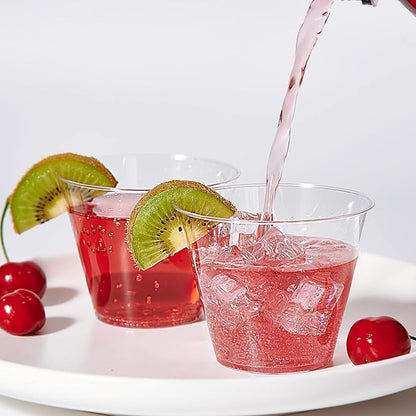JollyPack 300 Pack Clear Plastic Cups 9 OZ Disposable Heavy-duty Drinking Cups for Christmas, Wedding, Home and Events
