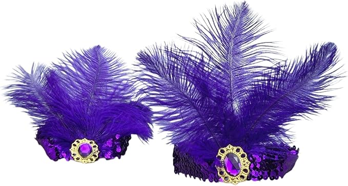 Feather Headpiece Sequins Headbands 1920s Flapper Showgirl Headpieces for Women Girls Carnival Party Accessories