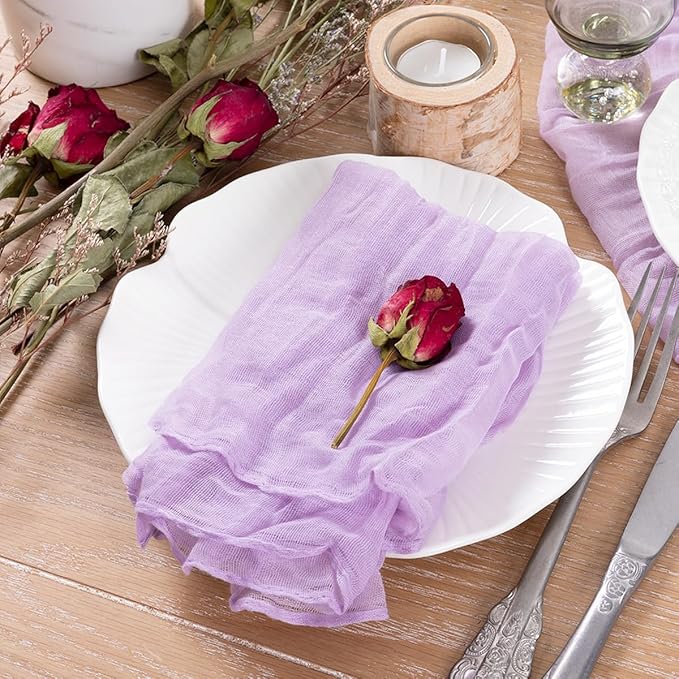 Socomi Lilac Purple Lavender Cheesecloth Napkins Fall Thanksgiving Cheese Cloths Gauze Set of 24 Boho Washable Dinner Table Napkins for Wedding Party Baby Shower Birthday Party Decor